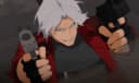Dante e Vergil apontando suas armas para o espectador